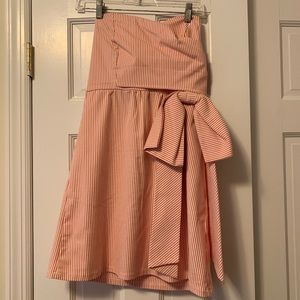 Seersucker strapless dress